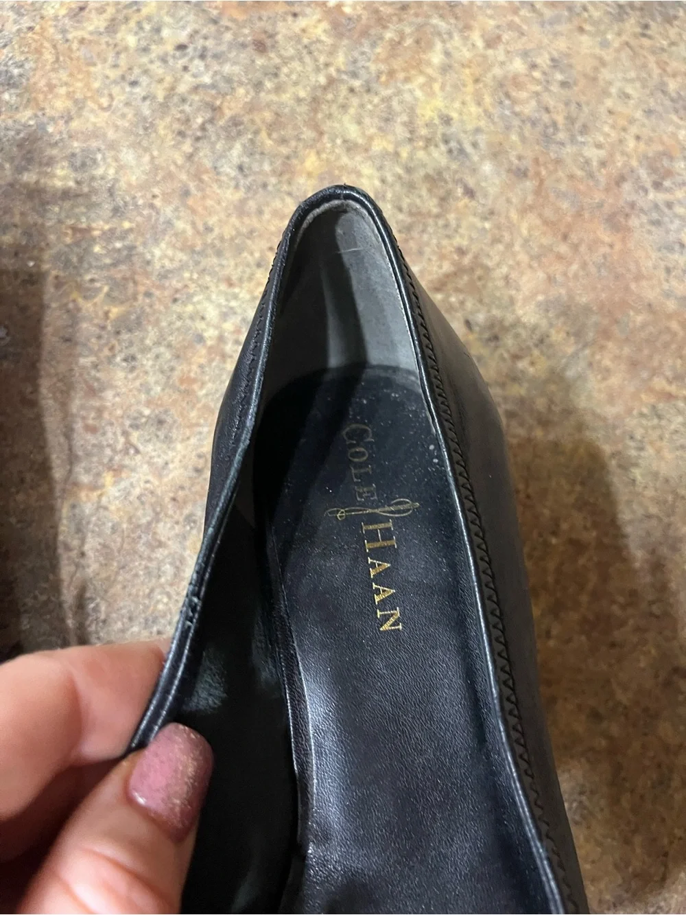 NWOT Cole Haan Nike Air Black Leather Peep Toe Wedges Rare Women’s 6.5